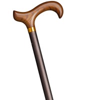 Leichtmetallstock bronze mit Holzgriff, höhenverstellbar