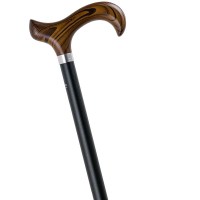 Leichtmetallstock schwarz mit Holzgriff, höhenverstellbar