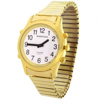 Sprechende Herren-Armbanduhr, goldfarben mit Metallzugband